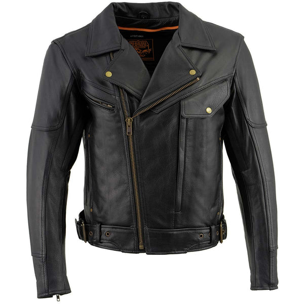 Milwaukee Leather LKM1770 Men's Black Premium Thick Leather Motorcycle Jacket Brando Style Biker Jacket