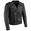 Milwaukee Leather LKM1775 Men's Black Leather Vintage Brando Style Motorcycle Riders Jacket with Side Laces