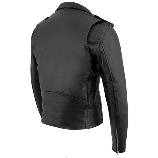 Milwaukee Leather LKM1781 Men's The Legend Classic Black Premium Leather Motorcycle Jacket w/ Quilted Liner