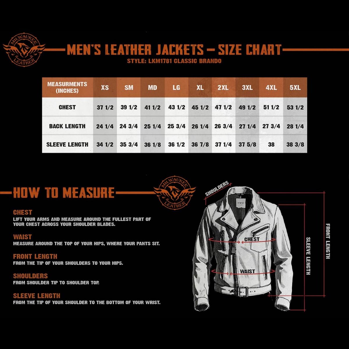 LyMサイズ Milwaukee Leather LKM1781 Men's The Legend Classic Black Premium