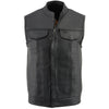 Milwaukee Leather LKM3710 Men's Black Leather Club Style Motorcycle Rider Vest W/ Dual Closure Zipper and Snaps
