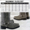 Xelement LU1605 Men's Harness Classic Stone Wash Grey 13-inch Leather Motorcycle Boots