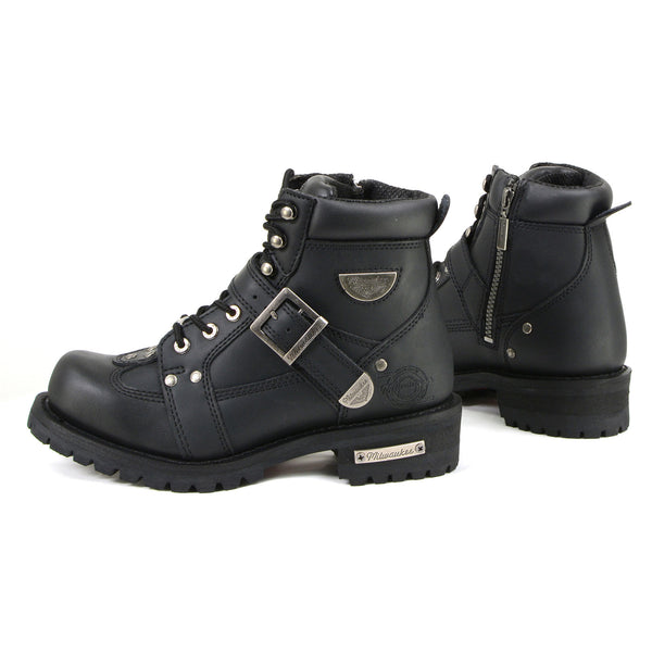 Milwaukee Motorcycle Clothing Company MB433 Men's Black Road Captain Motorcycle Leather Boots
