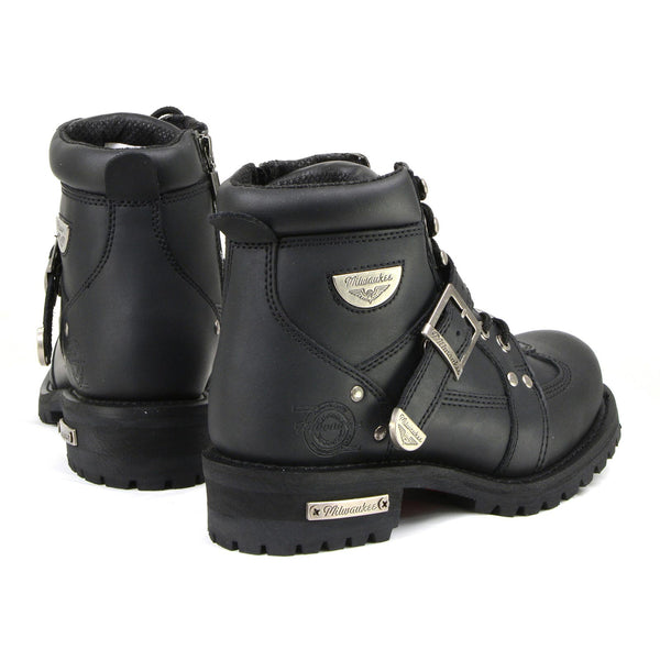 Milwaukee Motorcycle Clothing Company MB433EEE Men's EEE Wide Black Road Captain Motorcycle Leather Boots