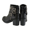 Milwaukee Leather MBL9405 Women's Short Black Fashion Boots with Side Zippers and Triple Buckle Adjustment