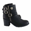 Milwaukee Leather Women's Short Black Fashion Boots w/ Side Zipper and Triple Buckle Adjustment MBL9405