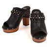 Milwaukee Leather MBL9415 Women's Black Peep-Toe Platform Fashion Casual Clog with Wrap Around Studding