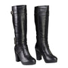 Milwaukee Leather MBL9422 Women's Tall Black Studded Strap Fashion Casual Boots with Platform Heel