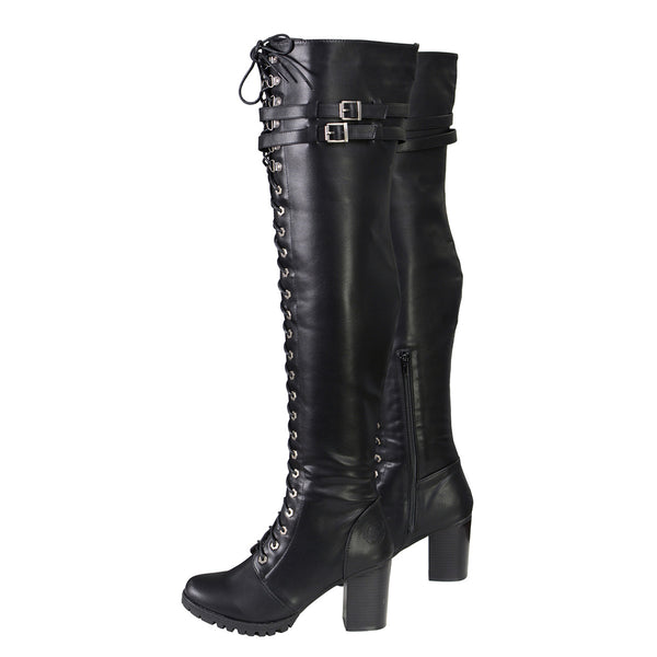 Milwaukee Leather MBL9424 Women's Black Above the Knee Lace-Up Fashion Casual Boots