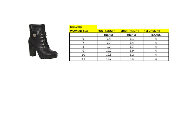 Milwaukee Leather MBL9425 Women's Black Lace-Up Fashion Boots with Double Height Option