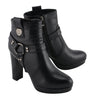 Milwaukee Leather MBL9432 Women's Black Harness Ankle Fashion Boots with Block Heel