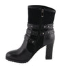 Milwaukee Leather MBL9433 Women's Black Triple Buckle Strap Fashion Riding Boots with Block Heel