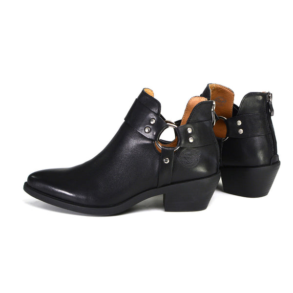Milwaukee Leather MBL9443 Women's 'Sleek' Premium Black Leather Classic Harness Ring Fashion Shoes