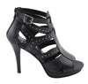 Milwaukee Leather MBL9452 Women's Black Stiletto Heeled Fashion Casual Sandals w/ Studded Ankle Straps
