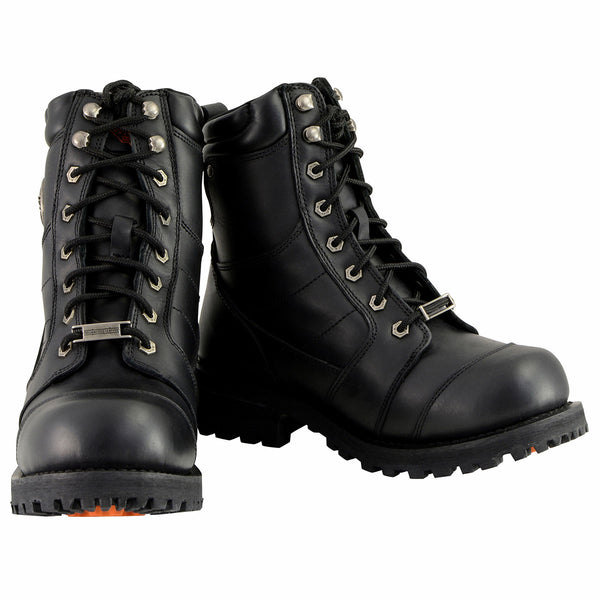 Milwaukee Leather Classic Men's Black Leather Wide-Width 8-inch Lace-Up Logger Biker Boots MBM9030W