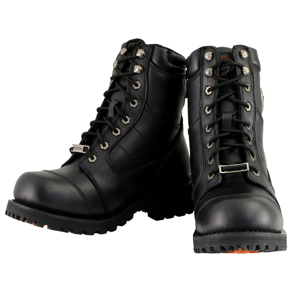 Milwaukee Leather Men's Classic Black Leather 8-inch Lace-Up Logger Motorcycle Rider Boots MBM9030