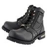 Milwaukee Leather Men's Wide-Width Black Leather 6-inch Lace-Up Motorcycle Biker Rider Boots w/ Zipper Closure MBM9050W