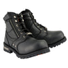 Milwaukee Leather Men's Wide-Width Black Leather 6-inch Lace-Up Motorcycle Biker Rider Boots w/ Zipper Closure MBM9050W