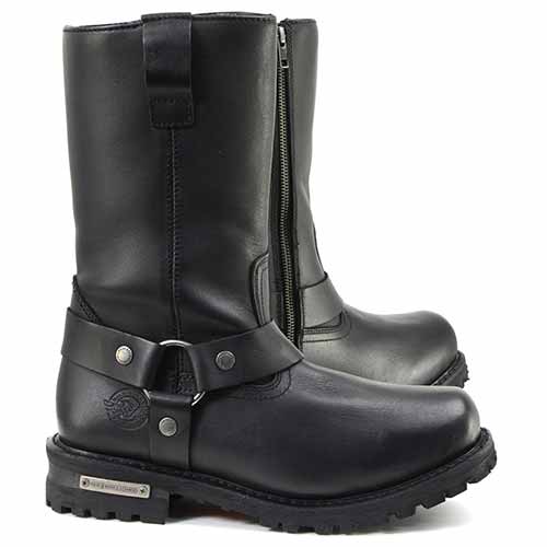 Milwaukee Leather Men’s Black Waterproof Boots 11-inch Wide Width Square Toe with Harness and Zipper MBM9061WP