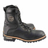 Milwaukee Leather Men's Classic Black Leather Wide Width Lace-Up Logger Boots w/ Side Zipper MBM9095W