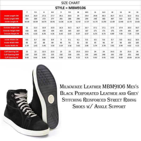 Milwaukee Leather MBM9106 Men's Premium Black Suede Leather Reinforced Street Riding Shoes w/ Ankle Support