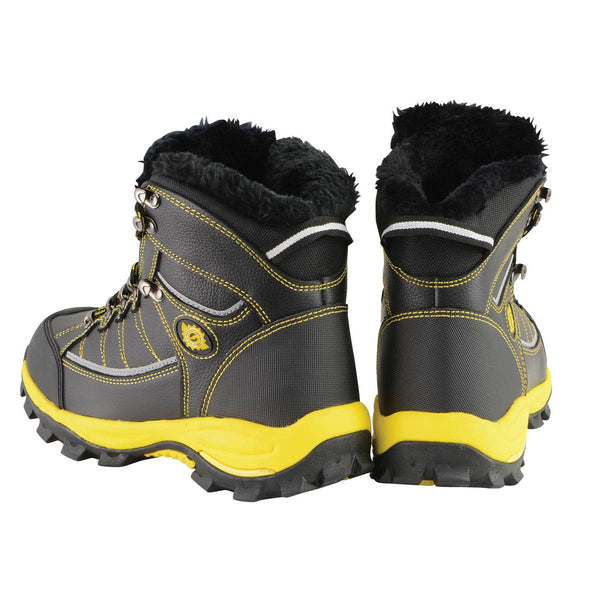 Bazalt MBM9124 Men's Faux Fur Lined Black with Yellow Water and Frost Proof Leather Outdoor Boots