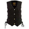 Milwaukee Leather MDL4001 Women's Black Side Lace 4 Snap Front Motorcycle Rider Denim Vest
