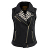 Milwaukee Leather MDL4030 Women's Black Denim Zipper Front Motorcycle Vest with Studded Spikes
