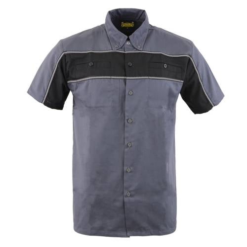 Biker Clothing Co. MDM11671.149 Grey and Black Button Up Heavy-Duty Work Shirt for Men's, Classic Mechanic Work Shirt