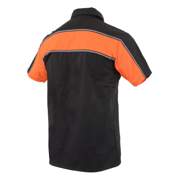 Milwaukee Leather MDM11673 Men's Black and Orange Button Up Heavy-Duty Work Shirt | Classic Mechanic Work Shirt