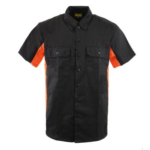 Biker Clothing Co. MDM11676 Black and Orange Button Up Heavy-Duty