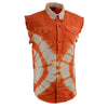 Biker Clothing Co. MDM11680 Men's Classic Orange and White Tie-Dye Button-Down Frayed Sleeveless Cut Off Shirt