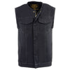 Milwaukee Leather MDM3001 Men's Collarless Black Denim Club Style Vest with Dual Closure