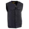Milwaukee Leather MDM3001 Men's Collarless Black Denim Club Style Vest with Dual Closure