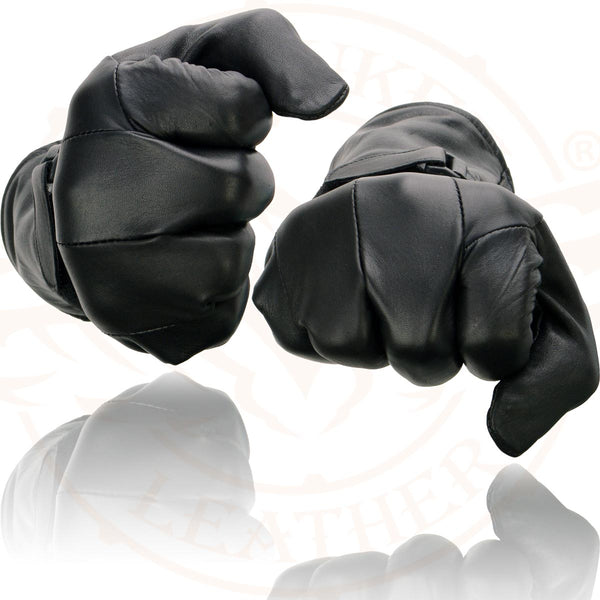 Milwaukee Leather MG7505 Men's Black Leather Gauntlet Motorcycle Hand Gloves W/ ‘Wrist Strap Closure and Lightly Lined’