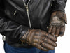 Milwaukee Leather MG7514 Men's Brown Leather with Gel Palm Motorcycle Gloves W/ Protective Knuckle