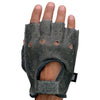 Milwaukee Leather MG7557 Men's Grey Leather Gel Padded Palm Fingerless Motorcycle Hand Gloves W/ Breathable ‘Open Knuckle’