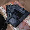 Milwaukee Leather MG7562 Men's Black Leather and Spandex Gel Padded Palm Fingerless Motorcycle Hand Gloves W/ Mesh Material