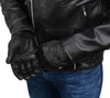 Milwaukee Leather Men's Black Leather ‘Reflective Skull’ Motorcycle Hand Gloves W/Gel Padded Palm MG7570