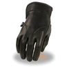 Xelement XG7700 Women's Black Leather Gel Palm Lightweight Motorcycle Hand Gloves W/ Open Wrist Expansion