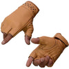 Milwaukee Leather MG7761 Women's Saddle Leather Gel Palm Fingerless Motorcycle Hand Gloves W/ Stylish ‘Wrist Detailing’