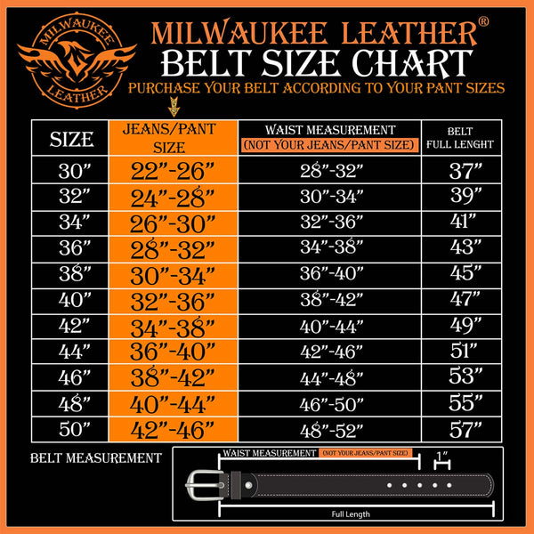 Milwaukee Leather MP7131 Men's Chrome Studded w/ Star Emblem Black Leather Biker Belt w/ Interchangeable Buckle -1.5 in Wide
