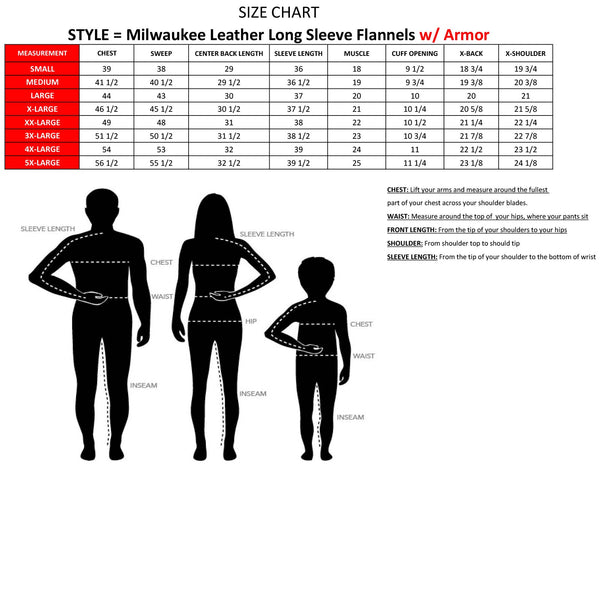 Milwaukee Leather MPM1636 Men’s Armored Riding Flannel – Full Aramid Fiber Lined, CE Shoulder/Elbow Armor