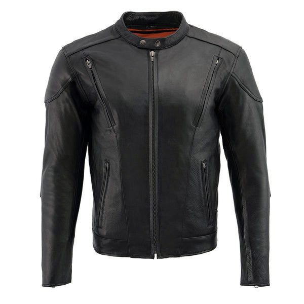 Milwaukee Leather ML1010 Men's Side Lace Vented Black Leather Scooter Jacket