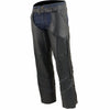 Milwaukee Leather ML1144 Men's Black Naked Leather Vented Chaps- Reflective Piping Over Pants for Motorcycle Rider