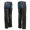 Milwaukee Leather ML1186 Women’s Black Low Rise Double Buckle Leather Chaps with Rivet Detailing