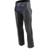 Milwaukee Leather Chaps for Men's Black Naked Leather - Thigh Pocket with Zipper Mesh Lined Motorcycle Chap- ML1190