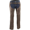 Milwaukee Leather ML1191RT Men's Retro Brown Leather Chaps- Thermal Lined 4-Pockets Over Pant for Motorcycle Riders