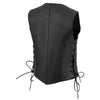 Milwaukee Leather ML1255 Women's Black Braided Naked Leather Side Lace Motorcycle Rider Vest W/Front Snap Closure