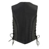 Milwaukee Leather ML1255 Women's Black Braided Naked Leather Side Lace Motorcycle Rider Vest W/Front Snap Closure